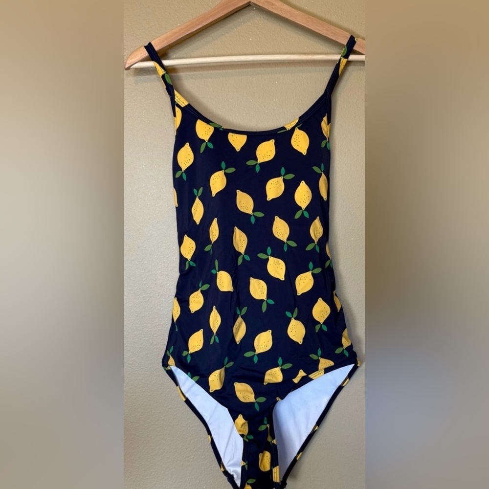 Hanna Andersson Womens Lemon One Piece Swim Suit Navy Blue Size XL